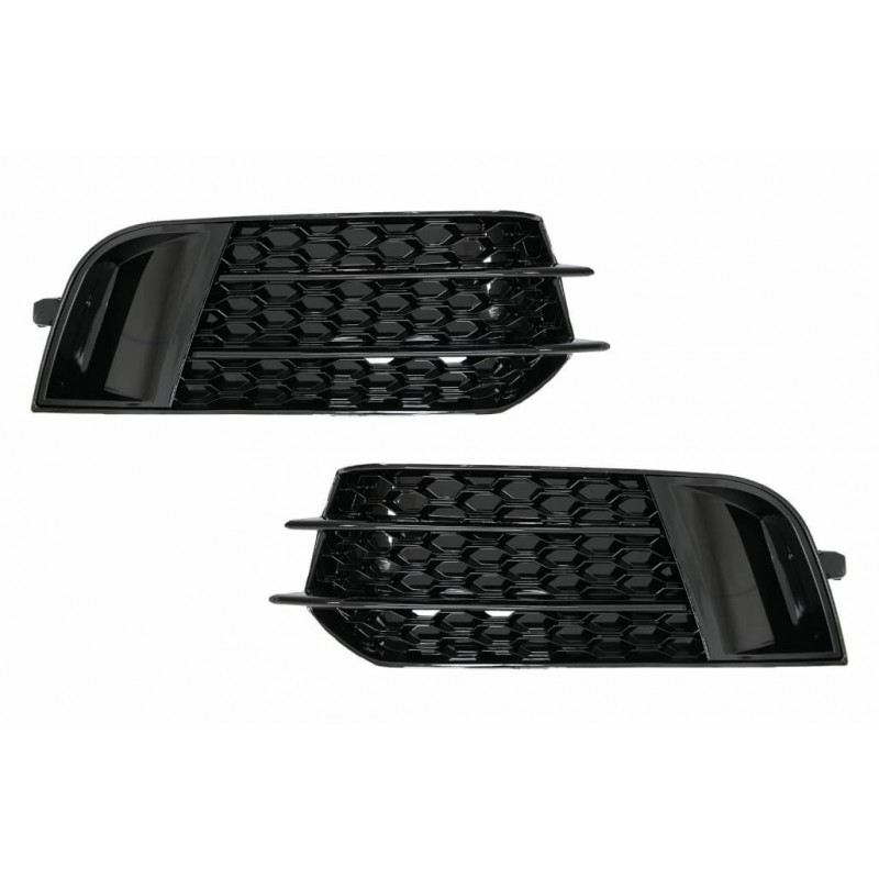 2x Grilles de pare choc avant Audi A1 Look RS1 Noir brillant (10-14)