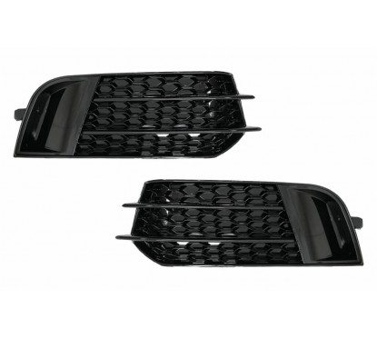 2x Grilles de pare choc avant Audi A1 Look RS1 Noir brillant (10-15)