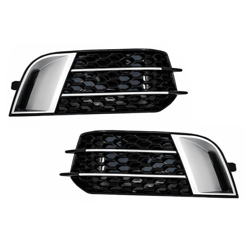 2x Grilles de pare choc avant Audi A1 Look RS1 Alu brossé (10-15)