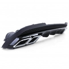 Diffuseur arriere + sorties d'échappements Look E63 AMG Black pour Mercedes Classe E W212 Facelift avec pack AMG 13-16