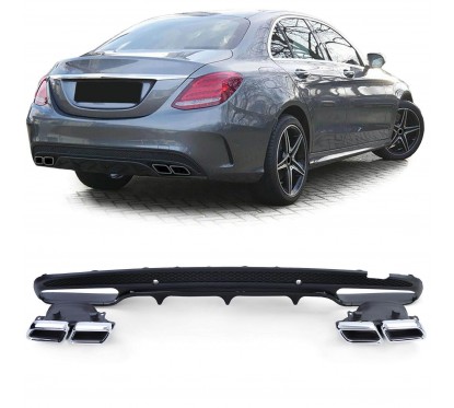 Diffuseur arrière + échappements Mercedes Classe C W205 S205 Look C63 (14-18) avec Pack AMG