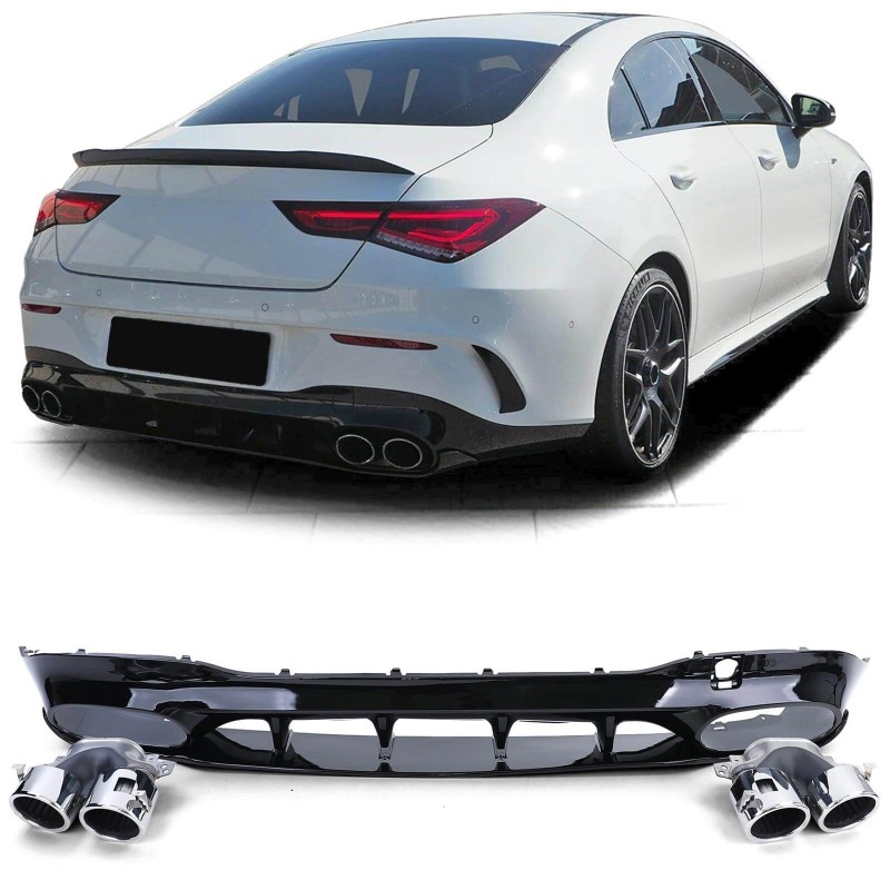 Diffuseur arrière et embouts d'échappement chrome Mercedes Classe CLA C118 (19+)