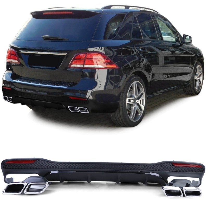 Diffuseur arrière + sorties d'échappements Mercedes GLE W166 Facelift Look GLE 63 AMG (15-19)