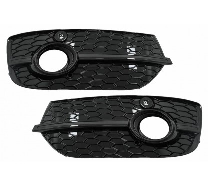 2x Grilles de pare choc avant Audi Q3 8U (11-14) RS Design Noir brillant