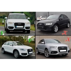 2x Grilles de pare choc avant Audi Q3 8U (11-14) RS Design Noir et chrome