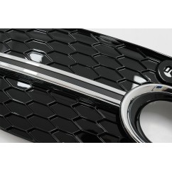 2x Grilles de pare choc avant Audi Q3 8U (11-14) RS Design Noir et chrome