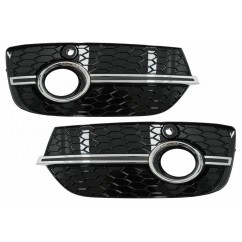 2x Grilles de pare choc avant Audi Q3 8U (11-14) RS Design Noir et chrome