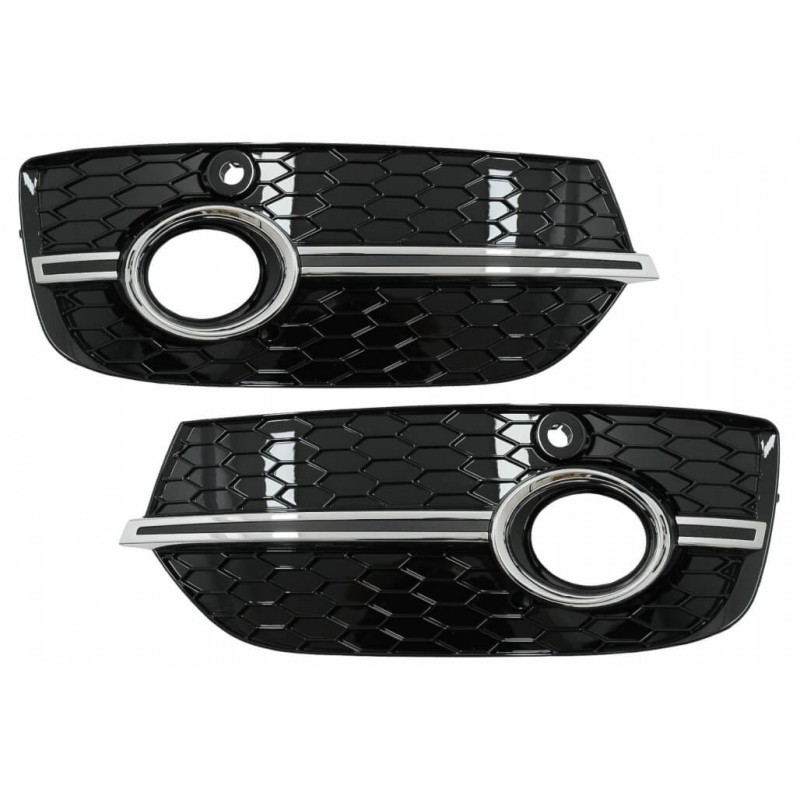 2x Grilles de pare choc avant Audi Q3 8U (11-14) RS Design Noir et chrome