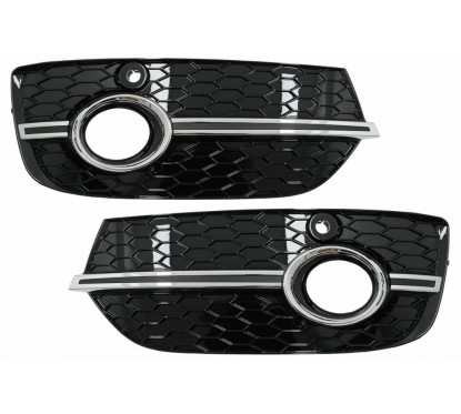 2x Grilles de pare choc avant Audi Q3 8U (11-14) RS Design Noir et chrome