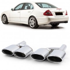 2x Sorties d'echappement double Chrome Mercedes C, CL, CLK, E, M, S et SL (01-16)
