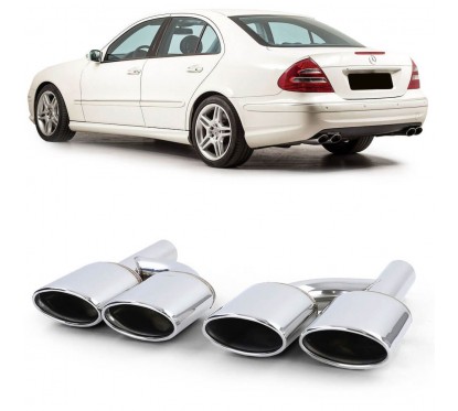 2x Sorties d'echappement double Chrome Mercedes C, CL, CLK, E, M, S et SL (01-16)