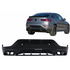 Diffuseur arrière + sorties d'échappements noir Mercedes GLC C253 Coupé (modèle avec pack AMG) Look 63 AMG (20+)