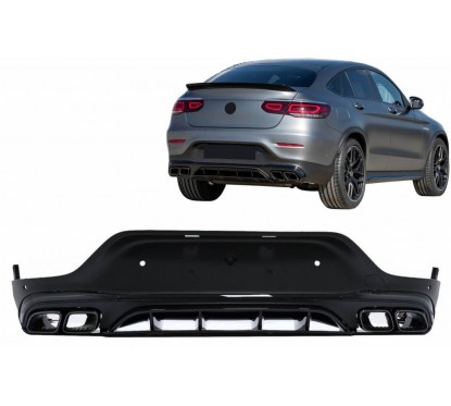 Diffuseur arrière + sorties d'échappements noir Mercedes GLC C253 Coupé (modèle avec pack AMG) Look 63 AMG (20+)