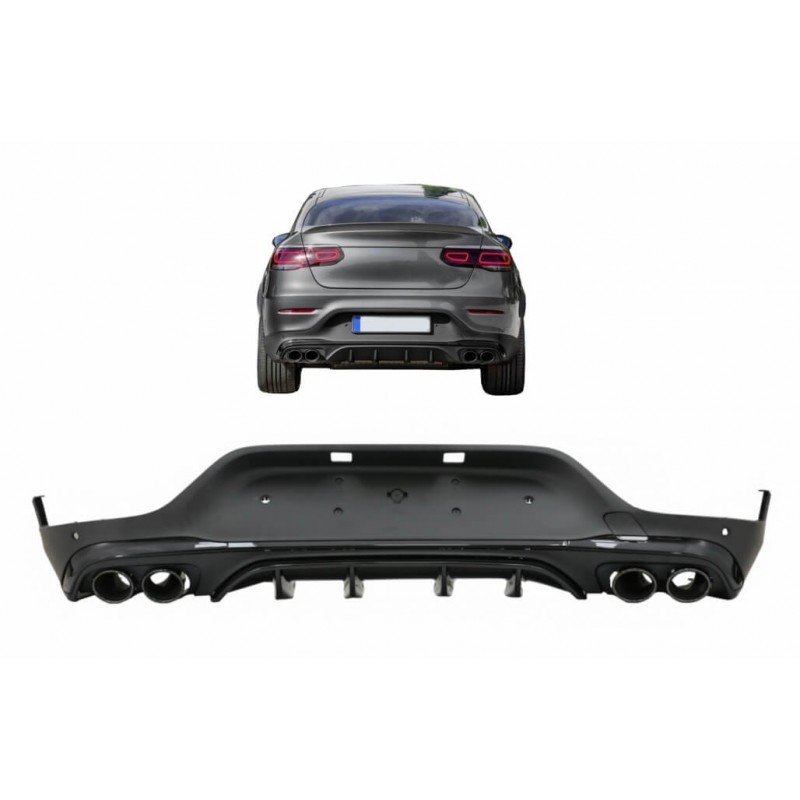 Diffuseur arrière + sorties d'échappements noir Mercedes GLC C253 Coupé (modèle avec pack AMG) Look 43 AMG (19-23) Diffuseur arrière + sorties d'échappements noir Mercedes GLC C253 Coupé (modèle avec pack AMG) Look 43 AMG (19-23)