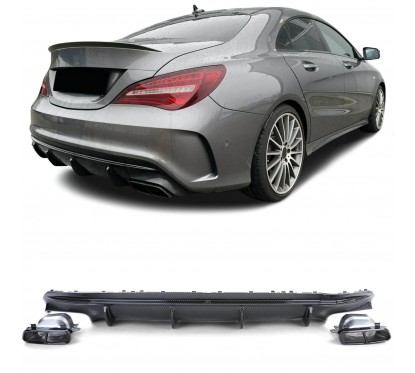 Diffuseur carbone + Echappements Night Package Mercedes CLA W117 C117 Look CLA 45 AMG (16-19)