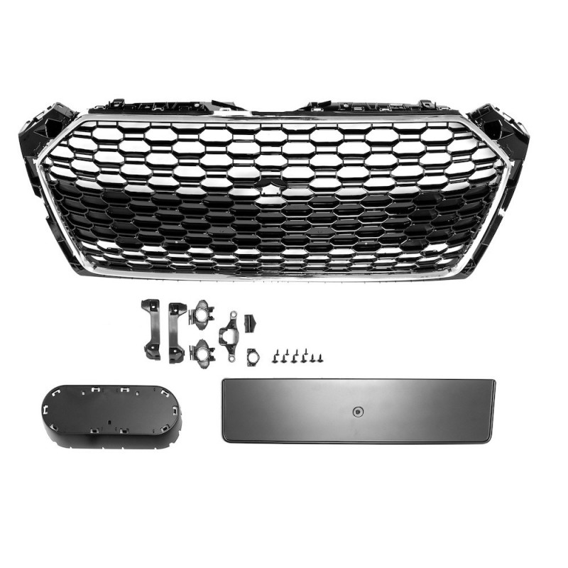Calandre Audi A5 B9 F5 Look RS Noir et Chrome (19-24)