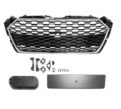 Calandre Audi A5 B9 F5 Look RS Noir et Chrome 16+