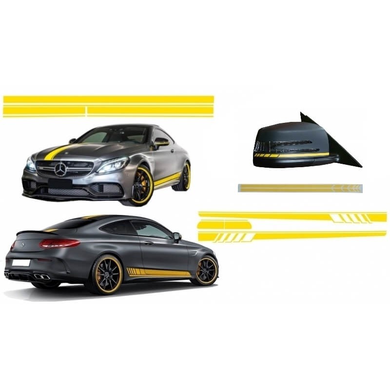 Pack Stickers jaune mat Mercedes Classe C C205 coupé A205 cab (14+)