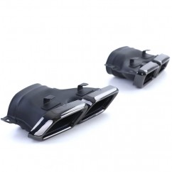 Diffuseur arrière avec échappements Noir Mercedes Classe C W205 S205 Look C63 AMG (avec pare choc standard) 14-18