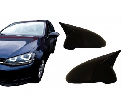 2x Coques de retroviseurs Noir brillant adaptables sur Vw Golf VII 7, 7.5 et Touran (13+)