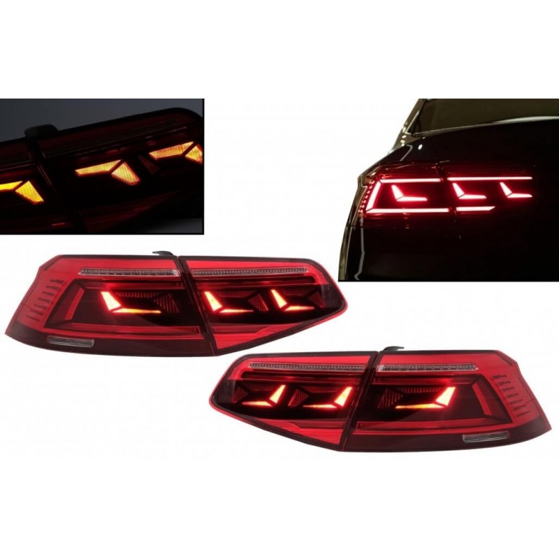 2x Feux arrières Full LED avec clignotants dynamiques adaptables sur Vw Passat B8 (15-19) Look Phase 2