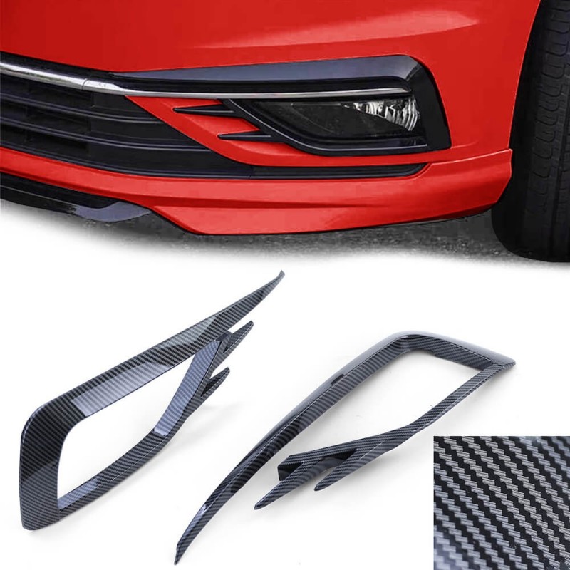 2x Inserts de grilles antibrouillard adaptables sur Vw Golf VII 7.5 Carbone Look GTI (17-20)