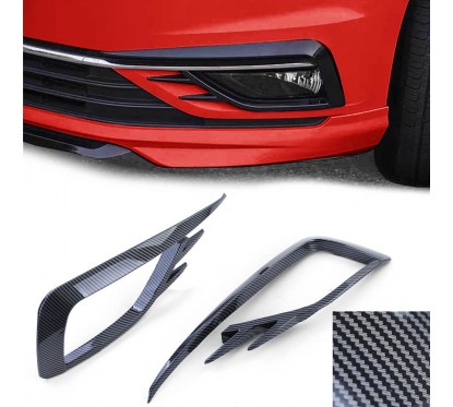 2x Inserts de grilles antibrouillard adaptables sur Vw Golf VII 7.5 Carbone Look GTI (17-20)