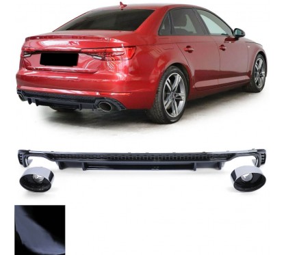 Diffuseur arrière + embouts d'échappements Look RS4 Audi A4 B9 15-19 (1+1)