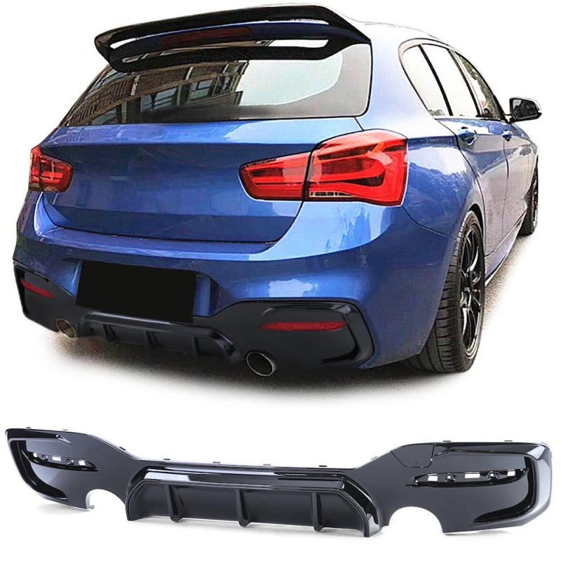 Diffuseur arrière noir brillant BMW Série 1 F20 F21 (15-19) 1+1