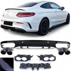 Diffuseur arrière + échappements Mercedes Classe C C205 Coupé Cabrio Look C43 (avec Pack AMG) 18+